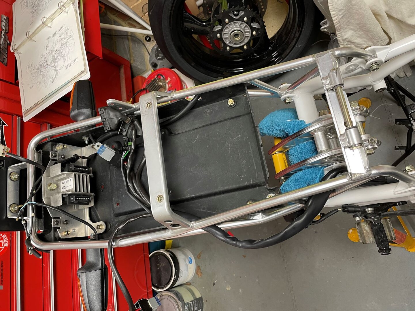 Resized seat subrame going on.JPG